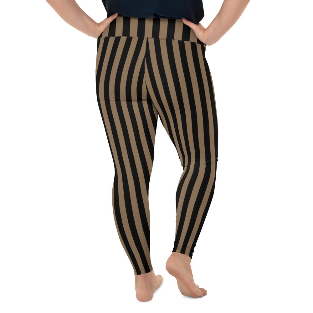 Brown and Black Striped Pirate Plus Size Leggings - Image 4