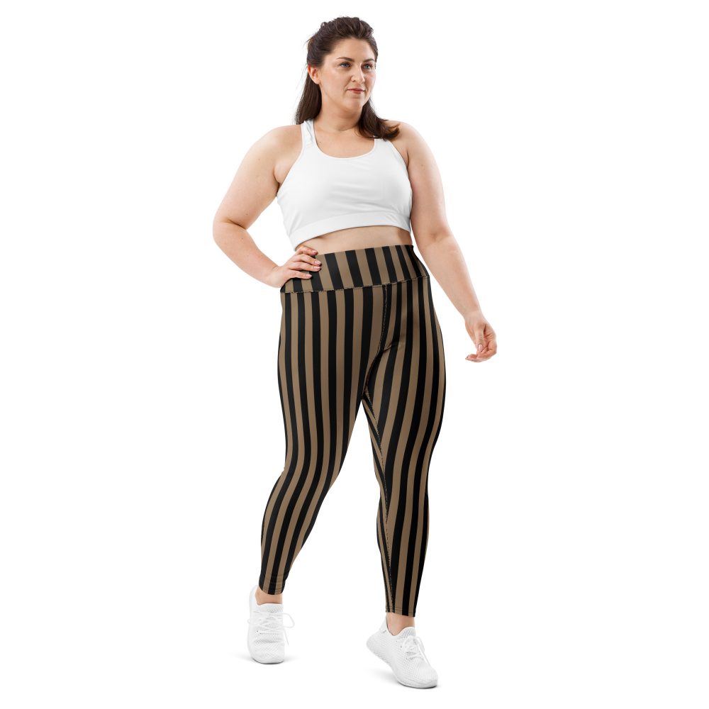 Brown and Black Striped Pirate Plus Size Leggings - Image 2