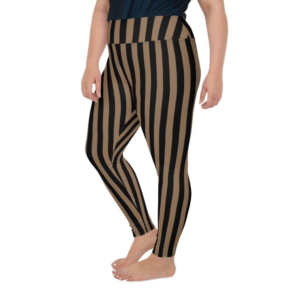 Brown and Black Striped Pirate Plus Size Leggings - Image 6