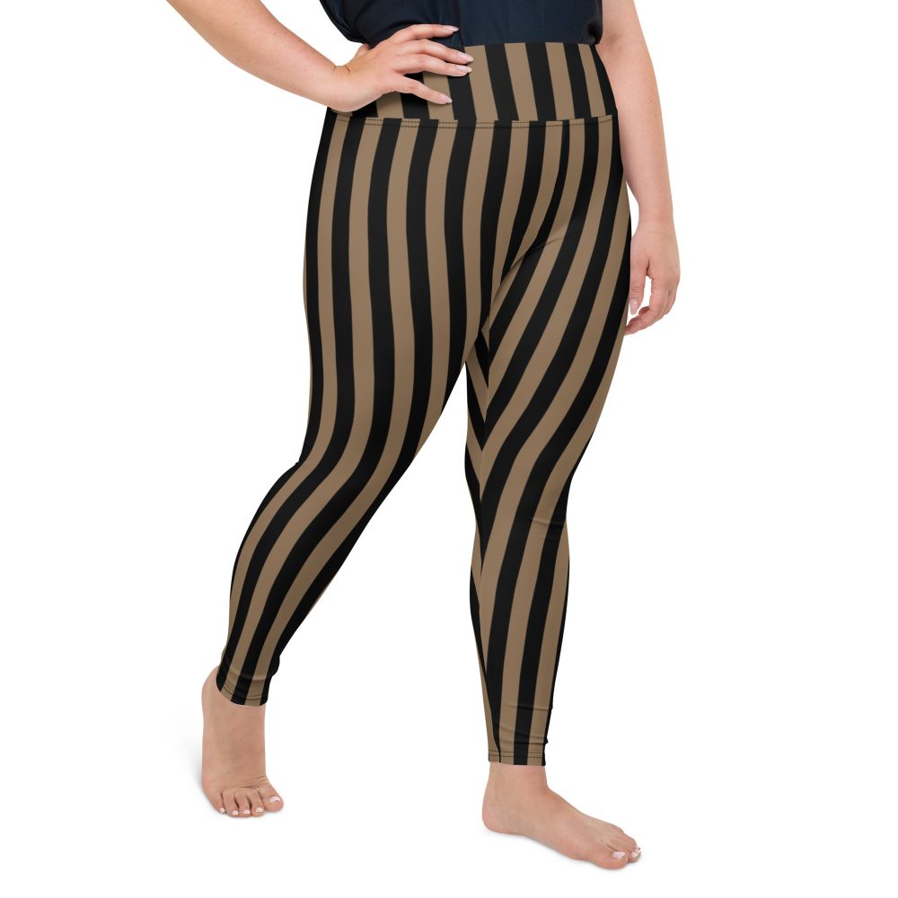 Brown and Black Striped Pirate Plus Size Leggings - Image 5