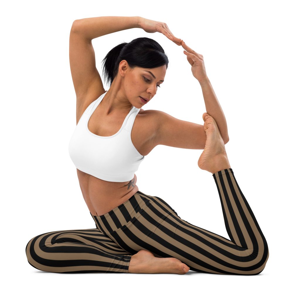 Brown and Black Striped Pirate Yoga Leggings - Image 5