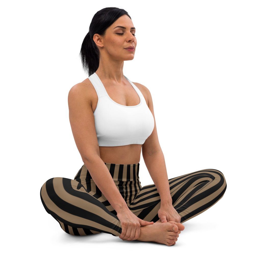 Brown and Black Striped Pirate Yoga Leggings - Image 3