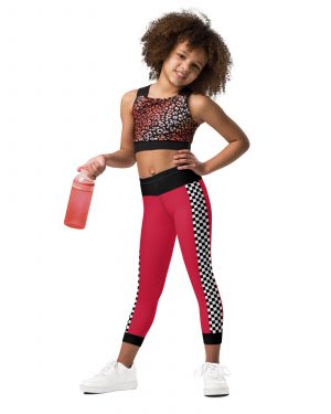 Kid’s Pit Crew Costume Checkered Flag Racing Leggings