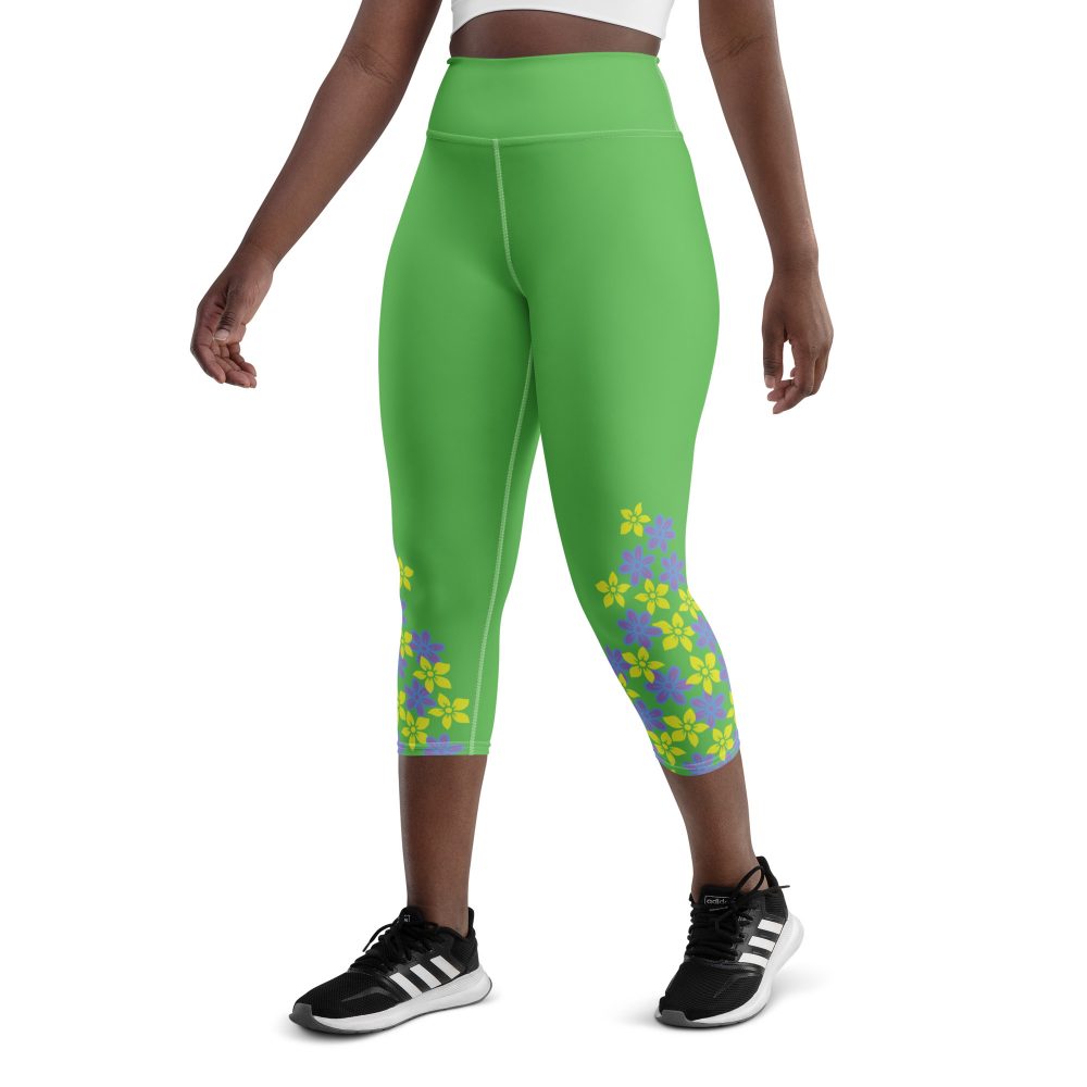 Spring Flower Gardener Floral Hippie Yoga Capri Leggings - Image 3