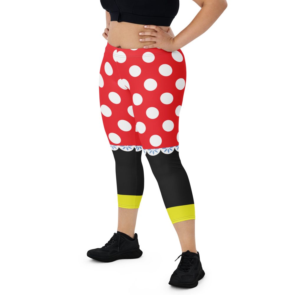 Mouse Costume Red White Polka Dot Capri Leggings - Image 3