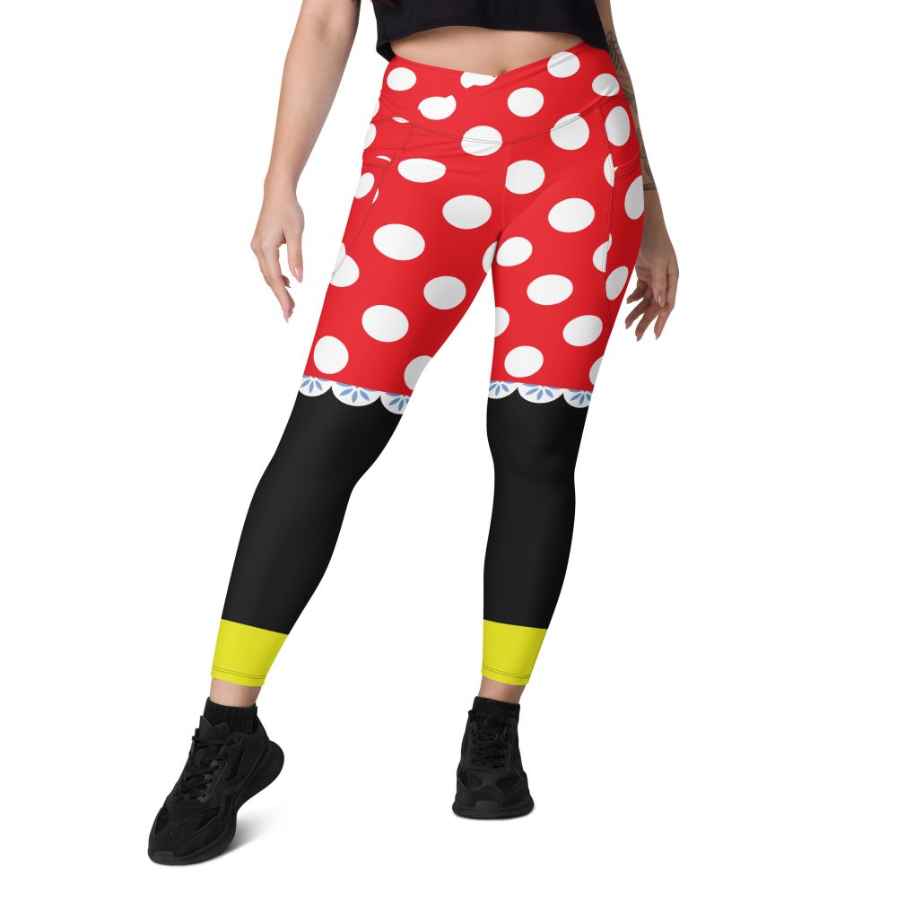 Mouse Costume Red White Polka Dot Crossover leggings with pockets - Image 11