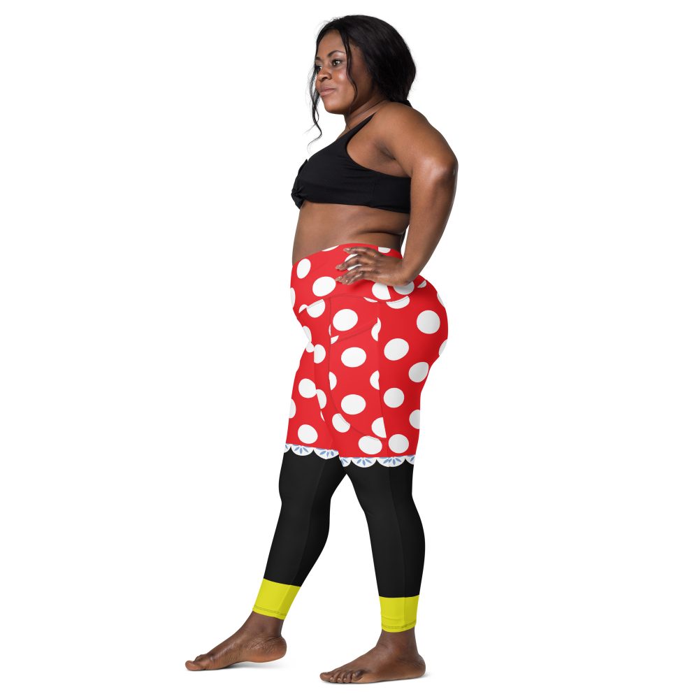 Mouse Costume Red White Polka Dot Crossover leggings with pockets - Image 5