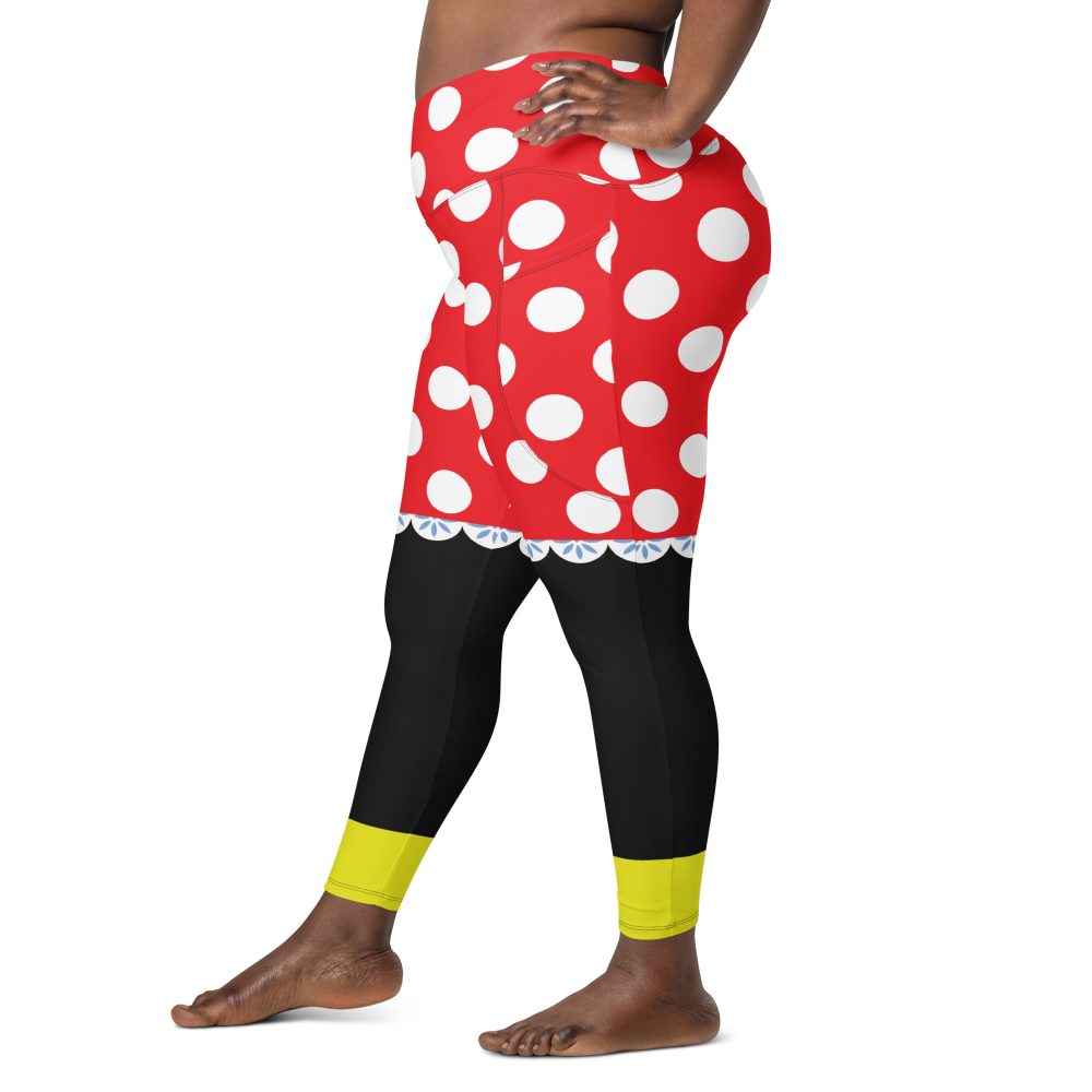 Mouse Costume Red White Polka Dot Crossover leggings with pockets - Image 7