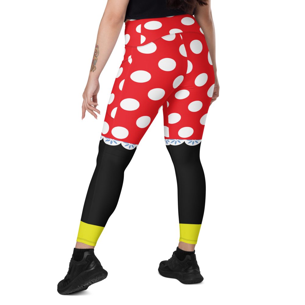 Mouse Costume Red White Polka Dot Crossover leggings with pockets - Image 10