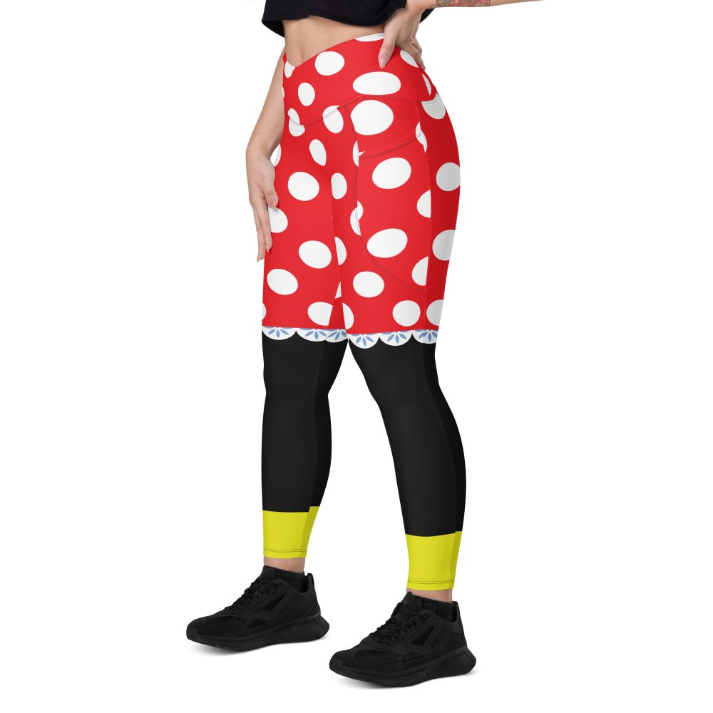 Mouse Costume Red White Polka Dot Crossover leggings with pockets - Image 13