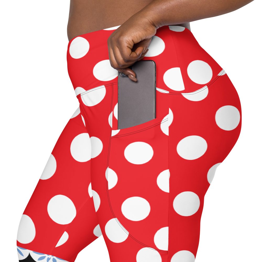 Mouse Costume Red White Polka Dot Crossover leggings with pockets - Image 6