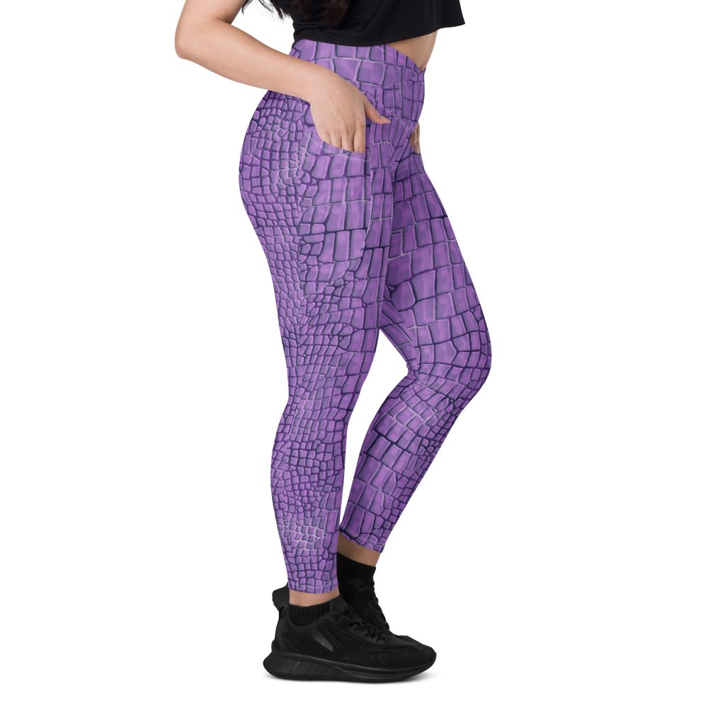 Randall Costume Purple Lizard Dragon Reptile Crossover leggings with pockets