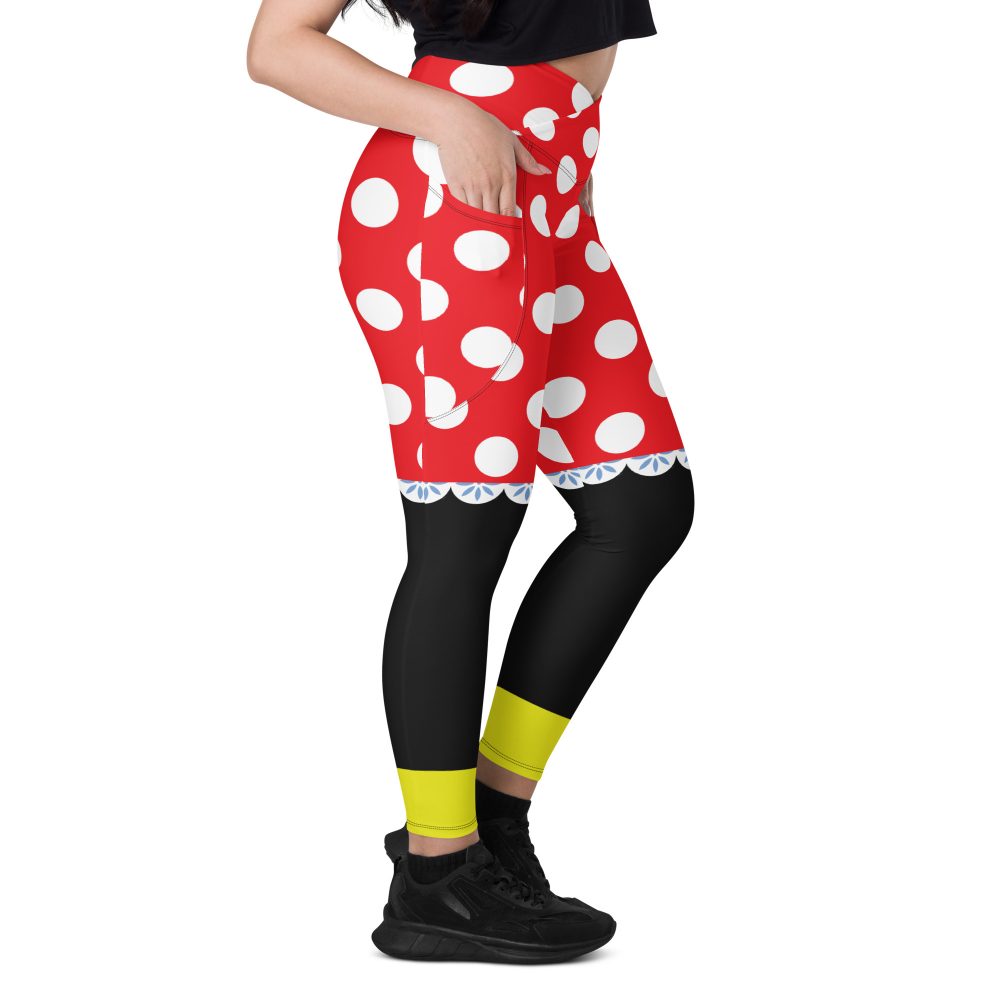 Mouse Costume Red White Polka Dot Crossover leggings with pockets