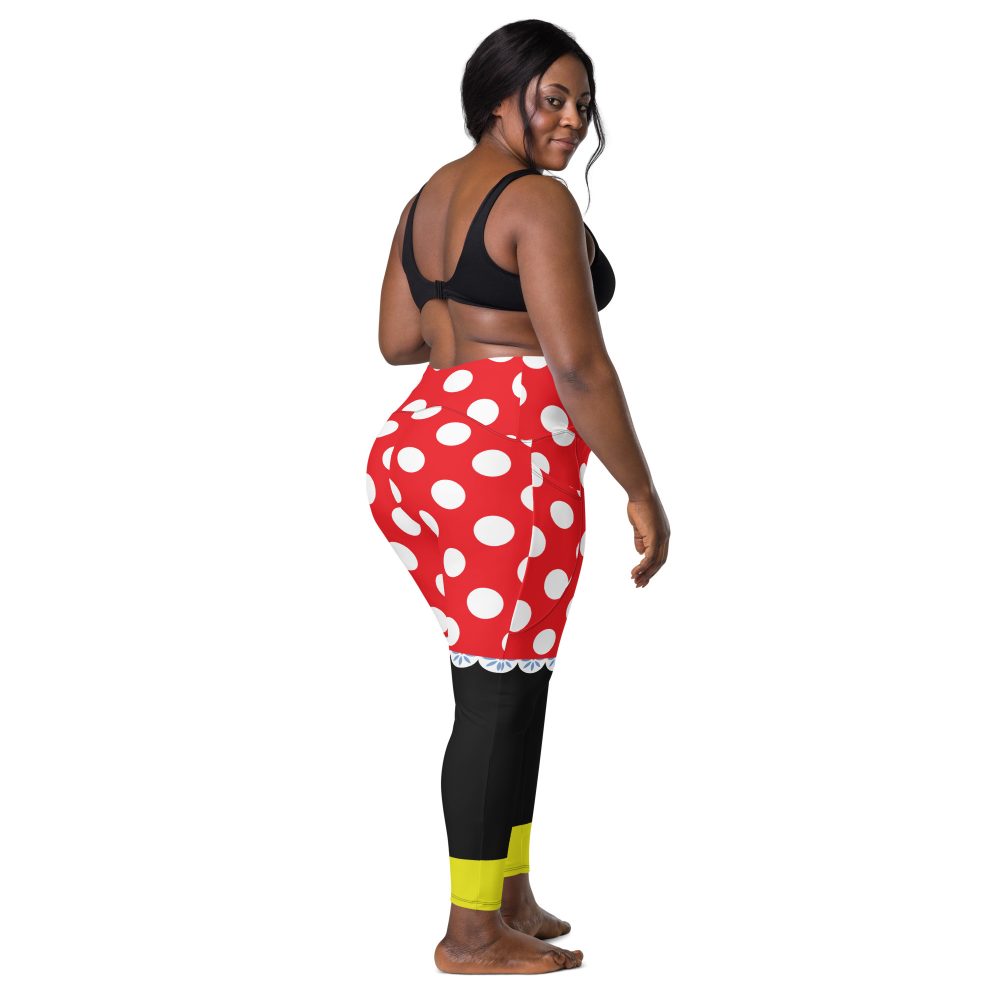 Mouse Costume Red White Polka Dot Crossover leggings with pockets - Image 3