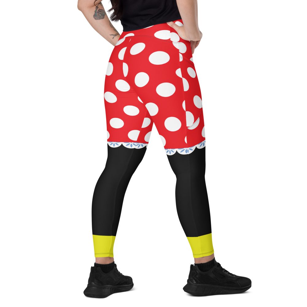 Mouse Costume Red White Polka Dot Crossover leggings with pockets - Image 9