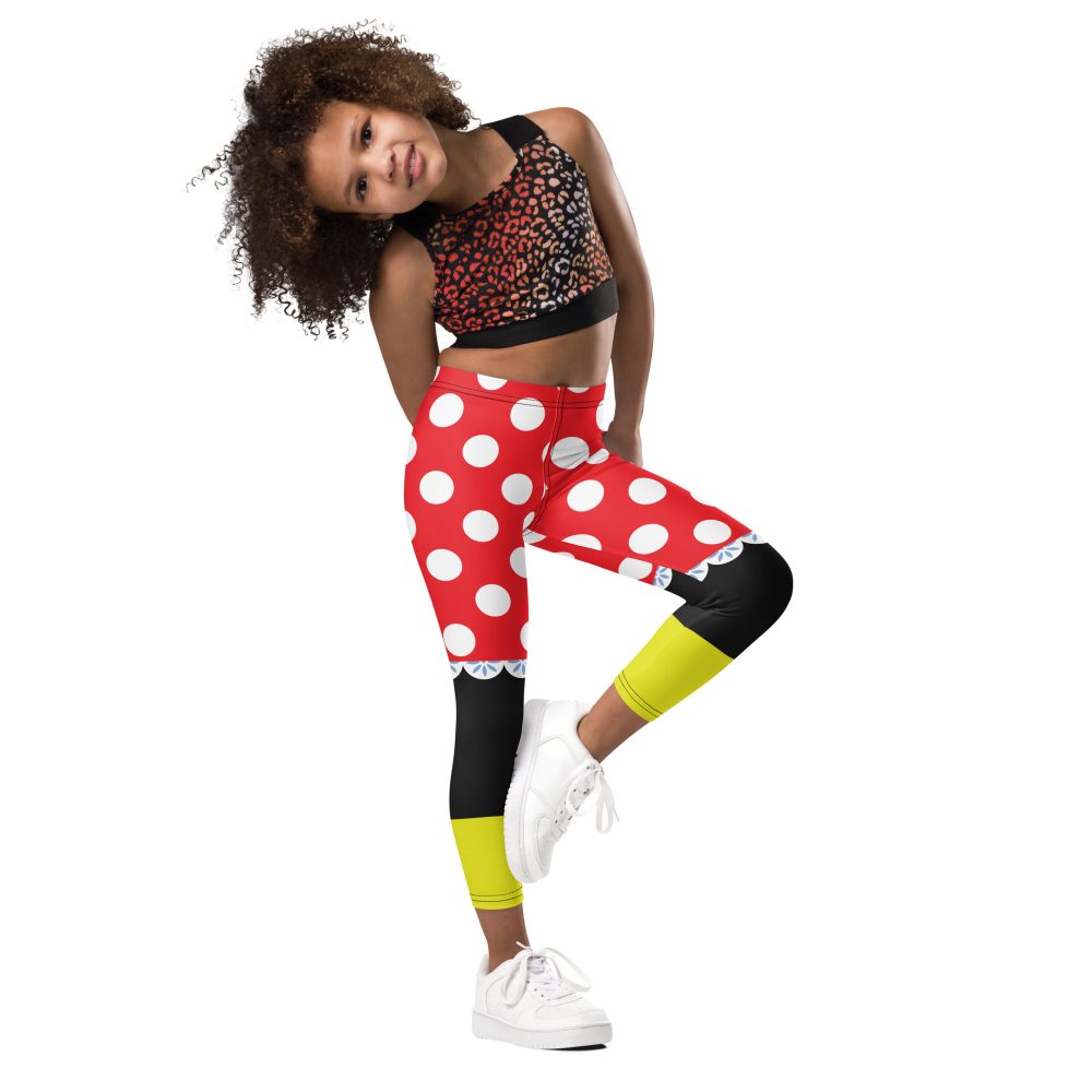 Mouse Costume Red White Polka Dot Kid's Leggings - Image 5