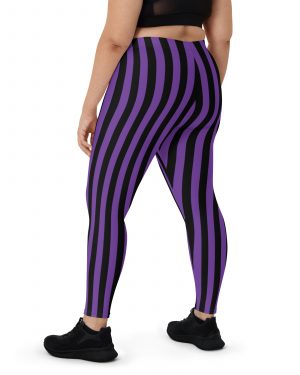 Violet – Purple and Black Stripes Pirate Witch Goth Costume Striped Leggings