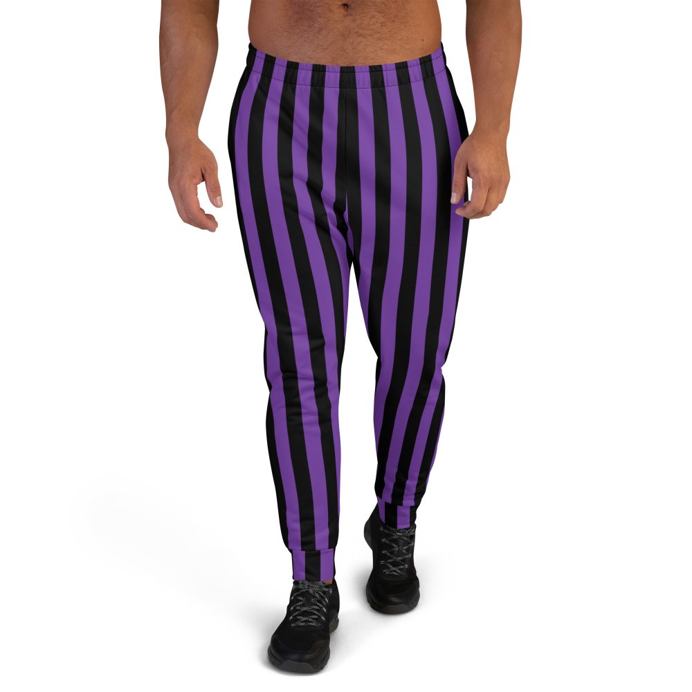 Violet – Purple and Black Stripes Pirate Witch Goth Costume Striped Men's Joggers