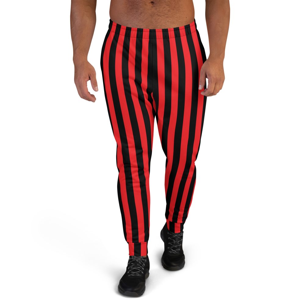 Red and Black Stripes Pirate Witch Goth Costume Striped Men's Slim Fit Joggers