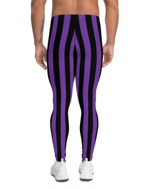 Violet – Purple and Black Stripes Pirate Witch Goth Costume Striped Men’s Leggings