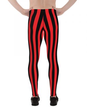 Red and Black Stripes Pirate Witch Goth Costume Striped Men’s Leggings