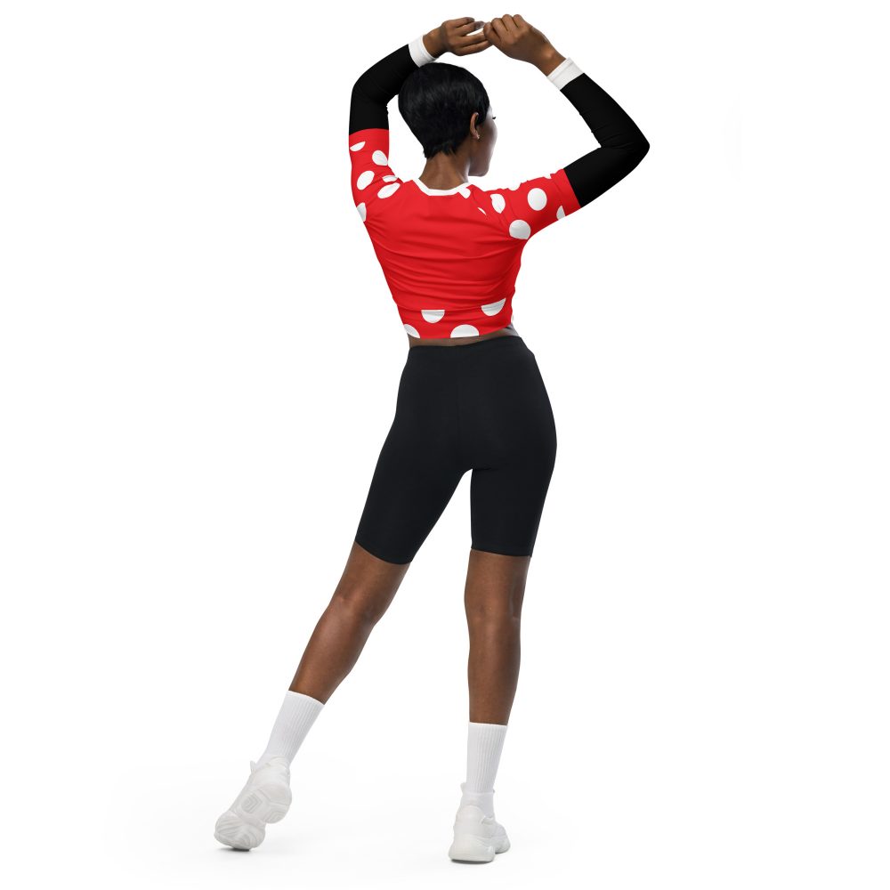 Mouse Costume Red White Polka Dot Recycled Long-Sleeve Crop Top - Image 8