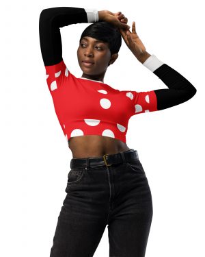 Mouse Costume Red White Polka Dot Recycled Long-Sleeve Crop Top