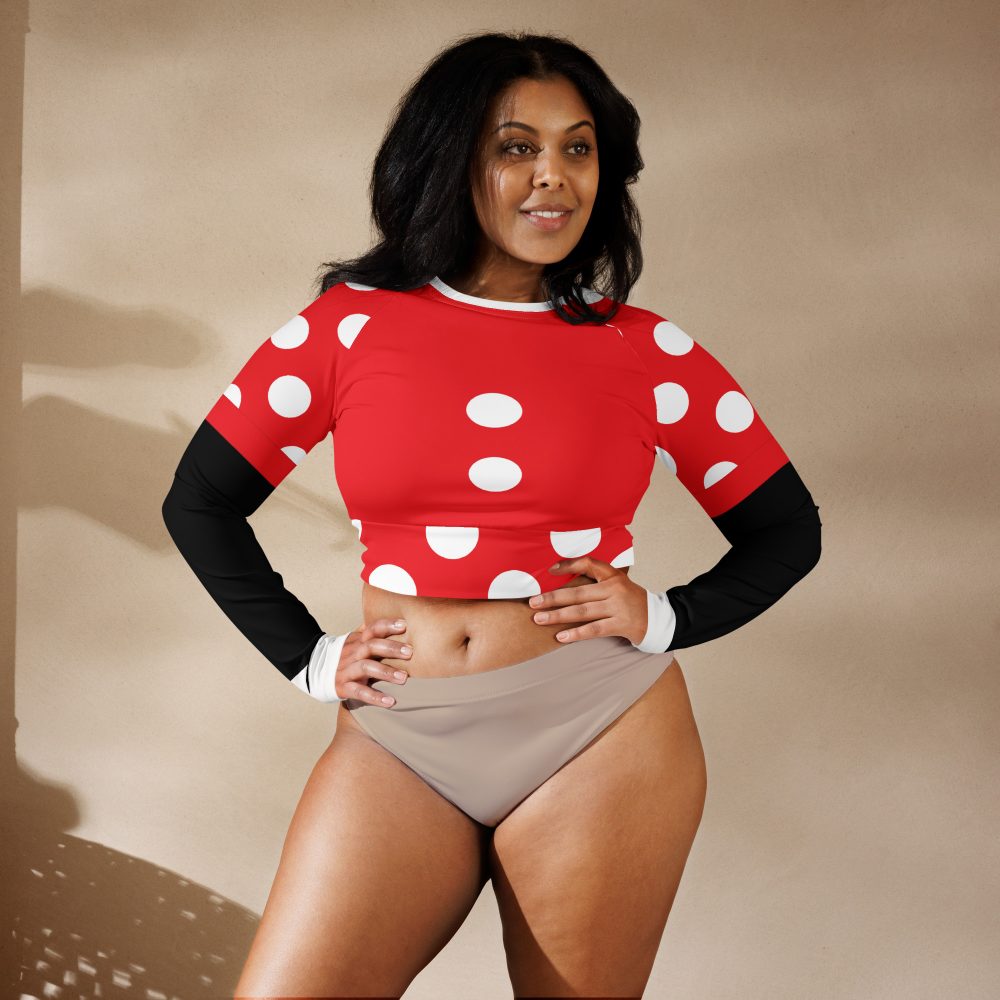 Mouse Costume Red White Polka Dot Recycled Long-Sleeve Crop Top - Image 3