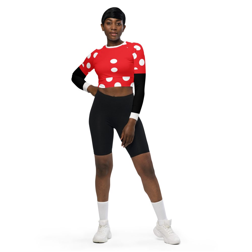 Mouse Costume Red White Polka Dot Recycled Long-Sleeve Crop Top - Image 7