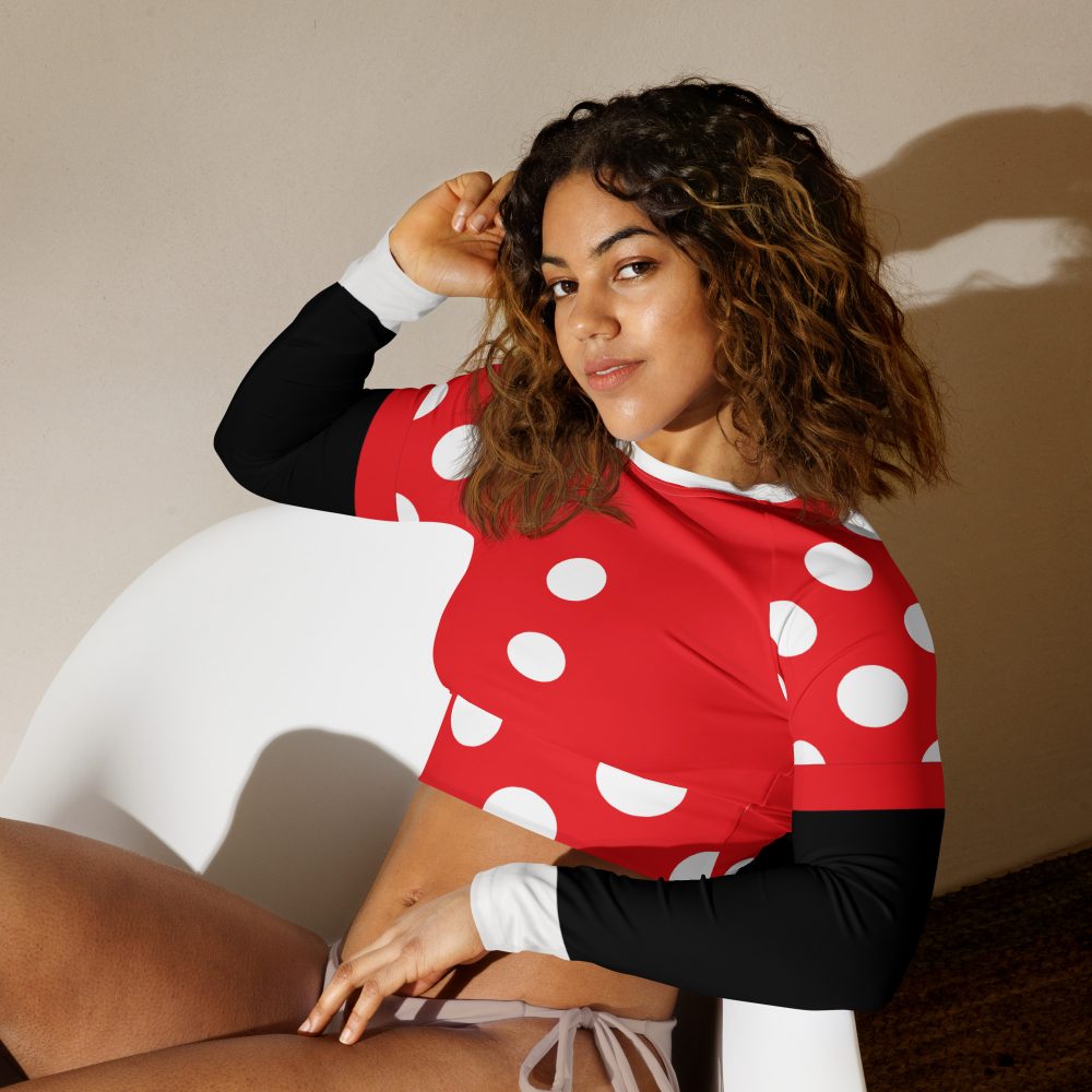 Mouse Costume Red White Polka Dot Recycled Long-Sleeve Crop Top - Image 6