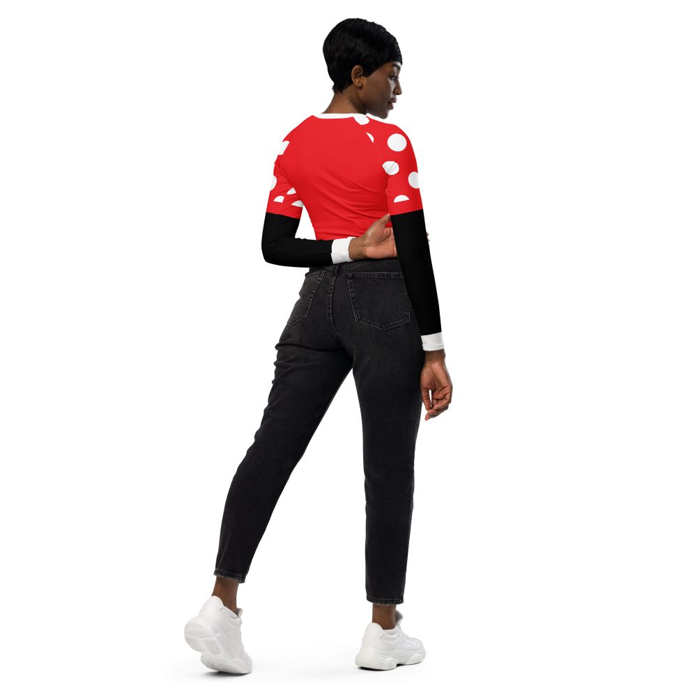 Mouse Costume Red White Polka Dot Recycled Long-Sleeve Crop Top - Image 9