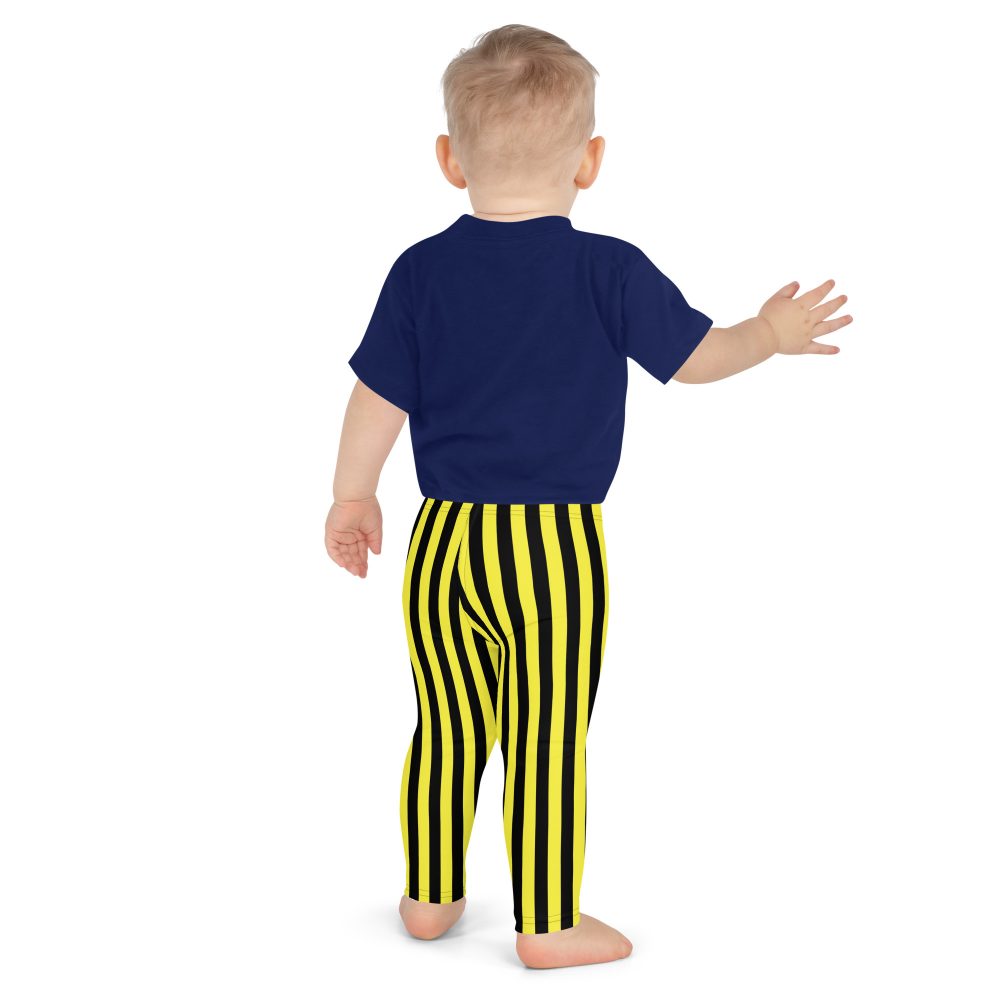 Yellow and Black Stripes Pirate Witch Goth Costume Striped Kid's Leggings - Image 6