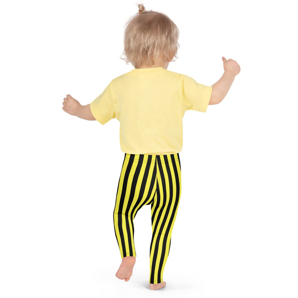 Yellow and Black Stripes Pirate Witch Goth Costume Striped Kid's Leggings - Image 8