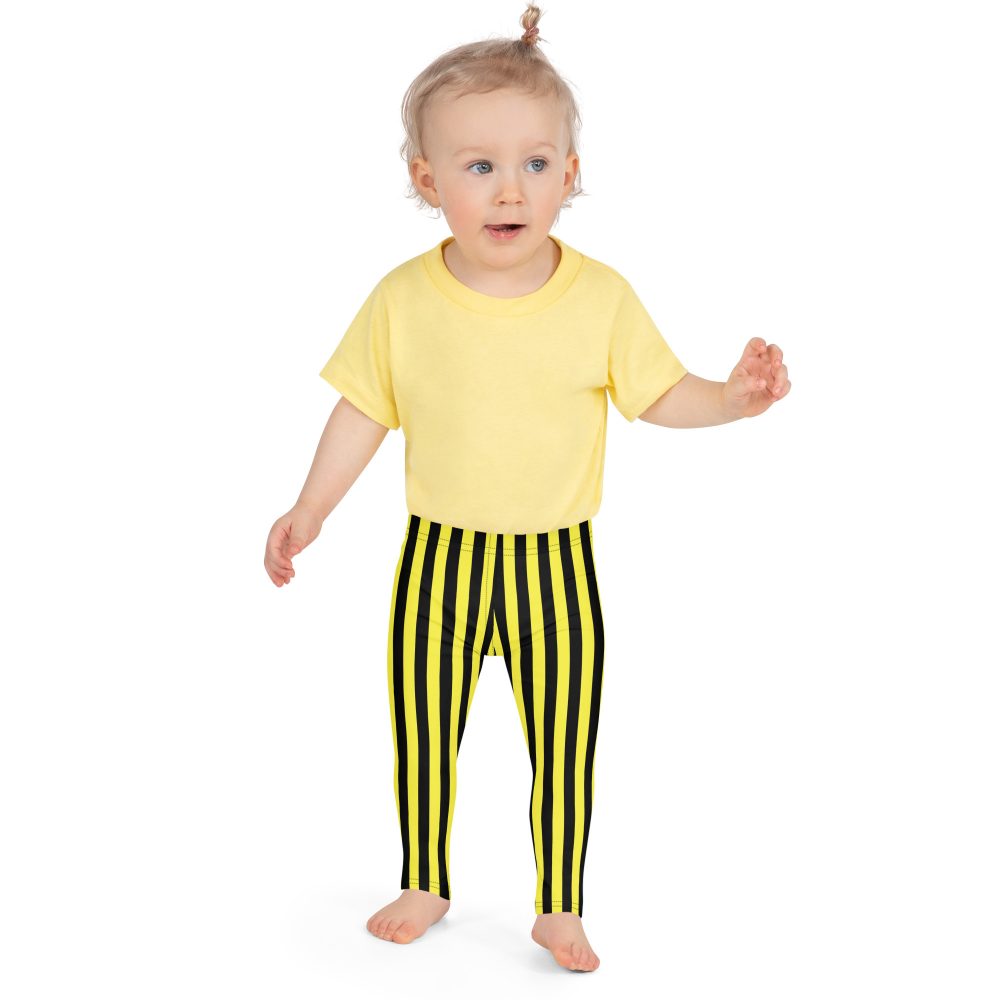 Yellow and Black Stripes Pirate Witch Goth Costume Striped Kid's Leggings - Image 9