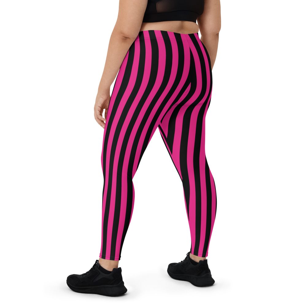 Pink Magenta and Black Stripes Pirate Witch Goth Costume Striped Leggings - Image 3