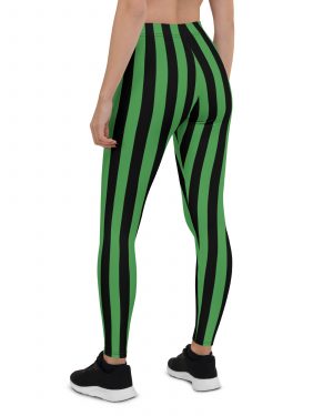 Green and Black Stripes Halloween Witch Pirate Costume Striped Leggings