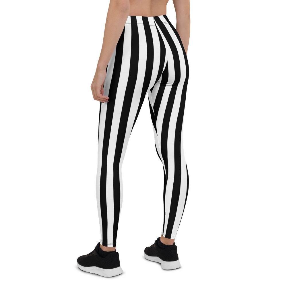 Black and White Stripes Pirate Witch Goth Costume Striped Leggings - Image 2