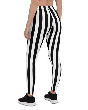 Black and White Stripes Pirate Witch Goth Costume Striped Leggings