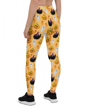 Pumpkin Ghost Cats Halloween Leggings