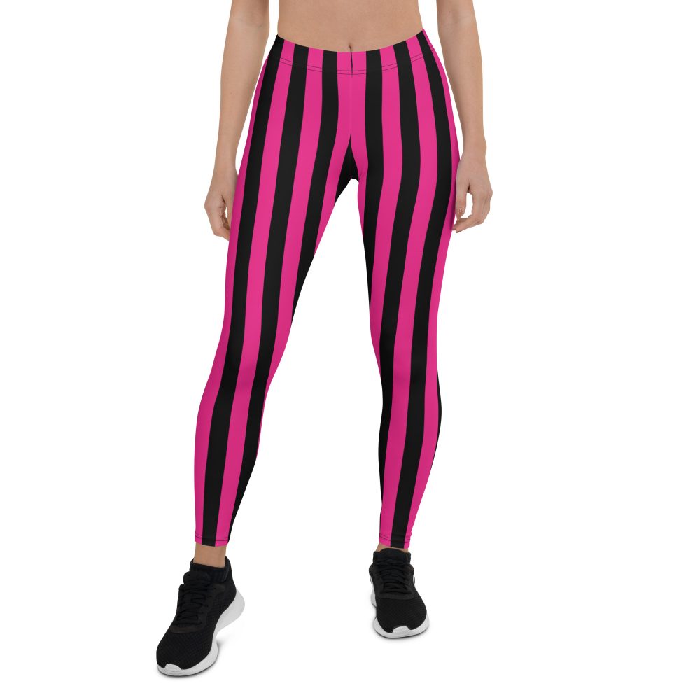 Pink Magenta and Black Stripes Pirate Witch Goth Costume Striped Leggings