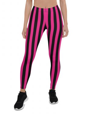 Pink Magenta and Black Stripes Pirate Witch Goth Costume Striped Leggings