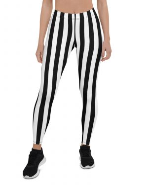 Black and White Stripes Pirate Witch Goth Costume Striped Leggings