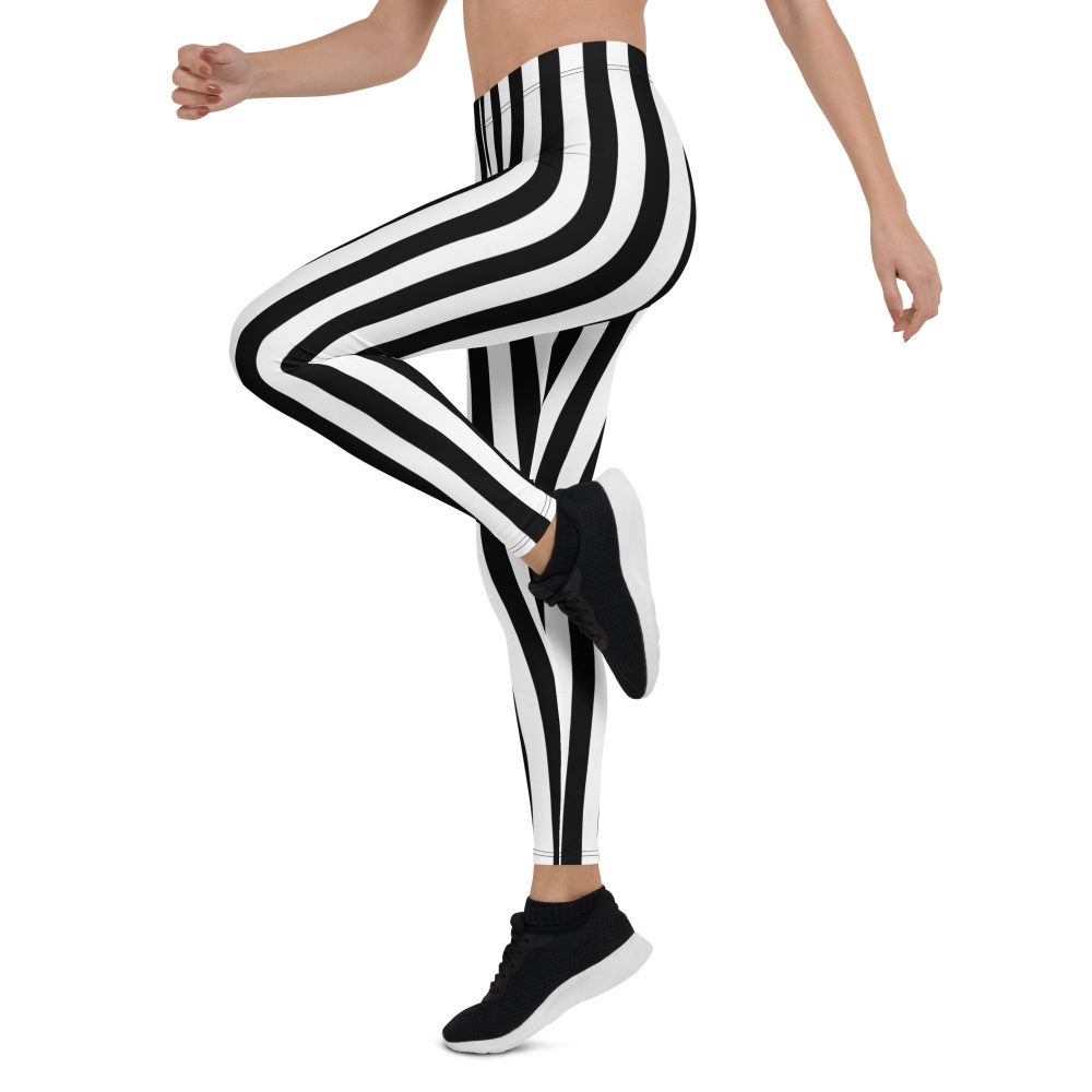 Black and White Stripes Pirate Witch Goth Costume Striped Leggings - Image 4