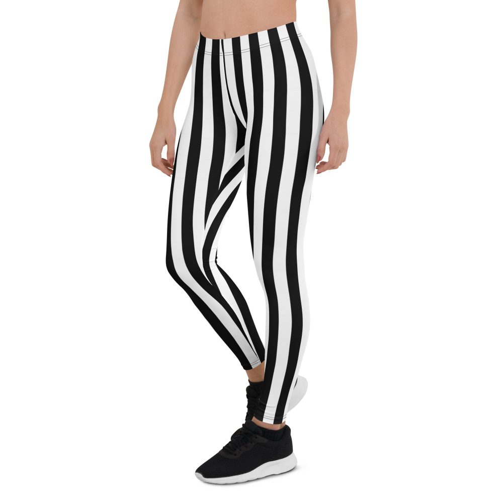 Black and White Stripes Pirate Witch Goth Costume Striped Leggings - Image 3