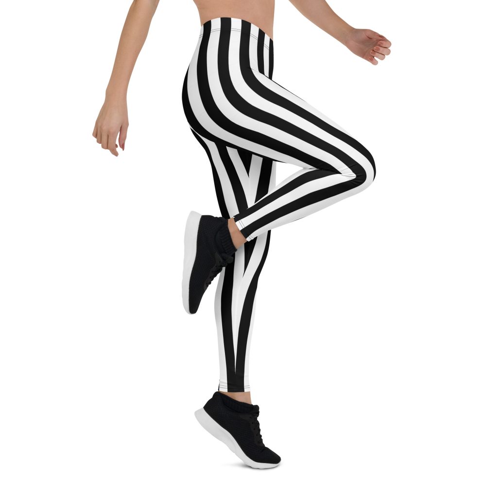 Black and White Stripes Pirate Witch Goth Costume Striped Leggings - Image 6