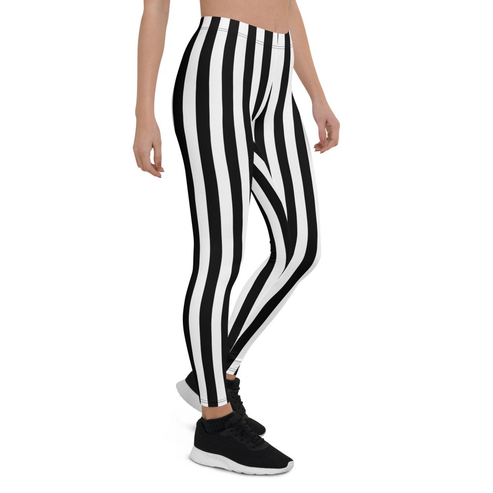 Black and White Stripes Pirate Witch Goth Costume Striped Leggings - Image 5