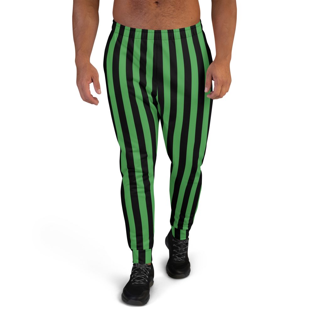 Green and Black Stripes Halloween Witch Pirate Costume Striped Men's Joggers