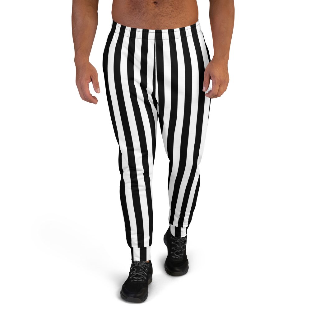 Black and White Striped Stripes Halloween Witch Pirate Costume Men's Joggers