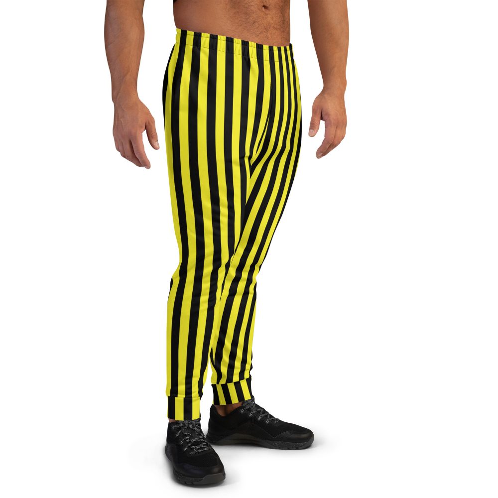 Yellow and Black Vertical Stripes Striped Men's Joggers - Image 4