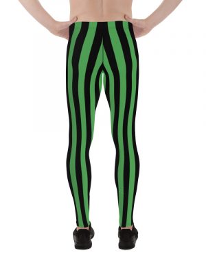 Green and Black Stripes Halloween Witch Pirate Costume Striped Men’s Leggings